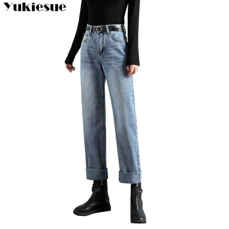 Harembyxor vintage hög midja jeans kvinna pojkvänner kvinnor bred ben mamma cowboy denim vaqueros mujer 210608