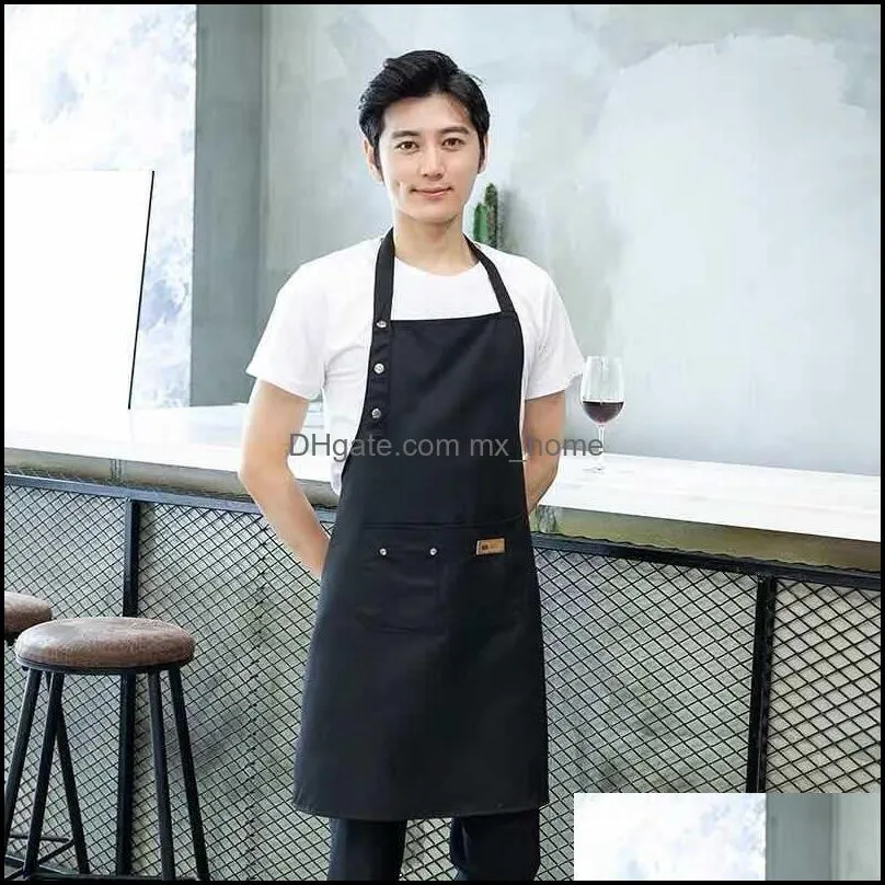 adjustable bib apron waterproof stain-resistant with two pockets kitchen chef baking cooking bbq apron equipment accessories pae13832