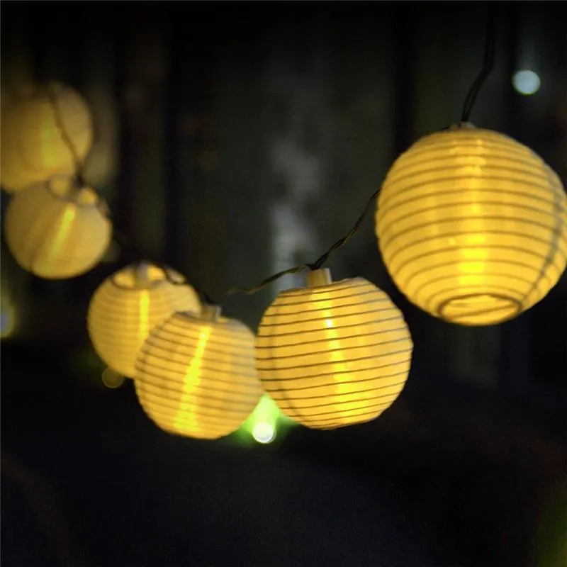 Strängar Solar Lantern String Lights Outdoor Garden Birthday Wedding Decor Gift Craft Diy Lampion Hanging Ball Party Supplies
