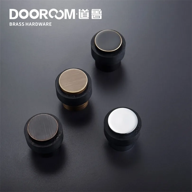 Dooroom Brass Environmation Rubber Door Stops Дверь Дверь Стоп человек тяжелый напольный шаг бампер Несмагнитный держатель двери 201013