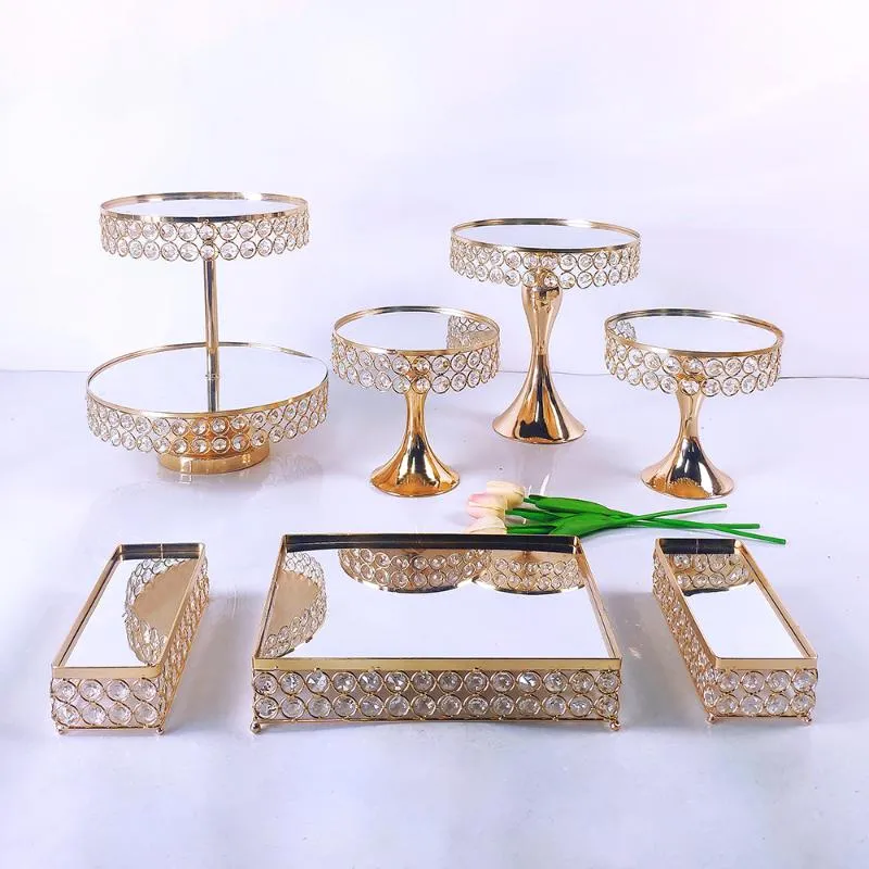 Other Bakeware Gold 4-8pcs Electroplate Metal Cake Stand Set Display Wedding Birthday Party Dessert Cupcake Plate RackOther