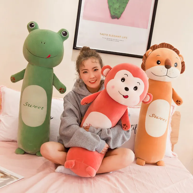 cartoon Forest animal cylindrical pillow long soft plush toy doll lazy toy children's gift