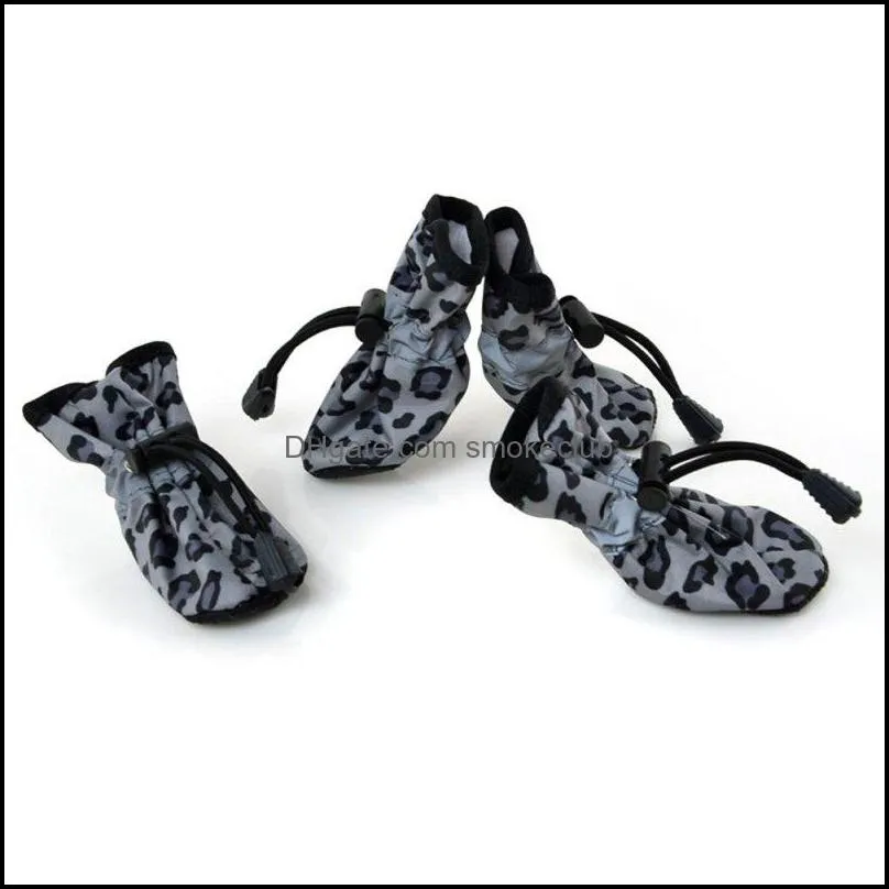 Pet Dog Cat Anti-Slip Rubber Sole Waterproof Leopard Boots Shoes 7 Size Dog Shoes 5 color pet shoes for dogs