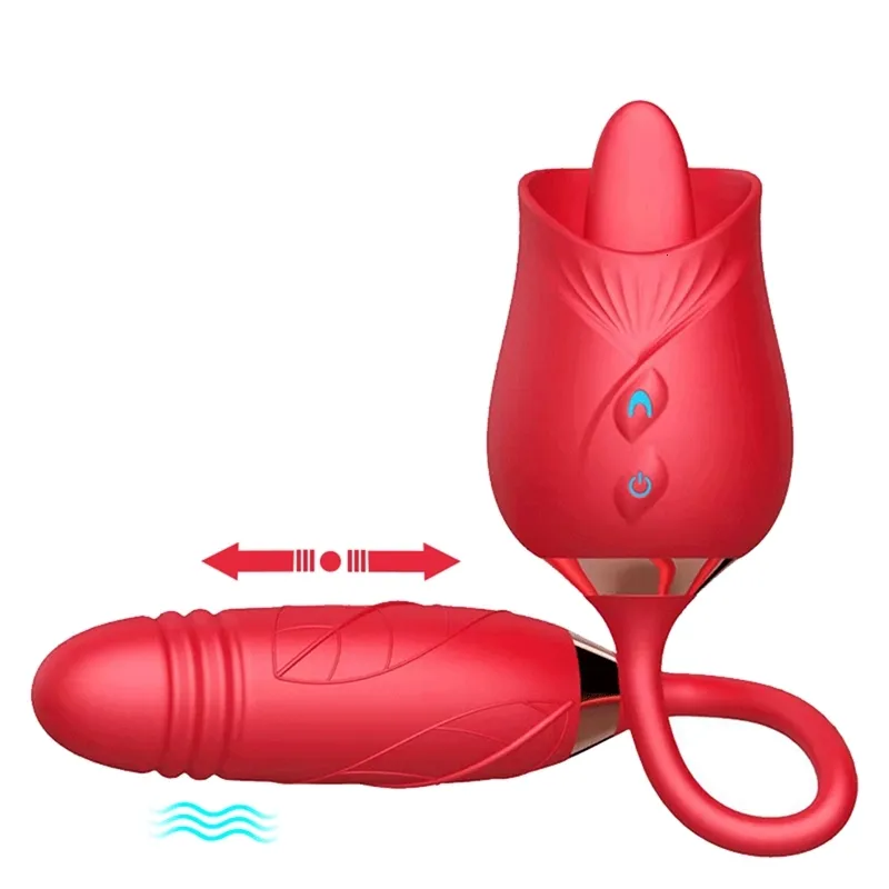 Massaggiatore giocattolo del sesso Rose Shape Sucking Vibratore Dildo Forte Shock Leccare Prendere in giro Doppie teste Giocattoli femminili HUA6 HUA6