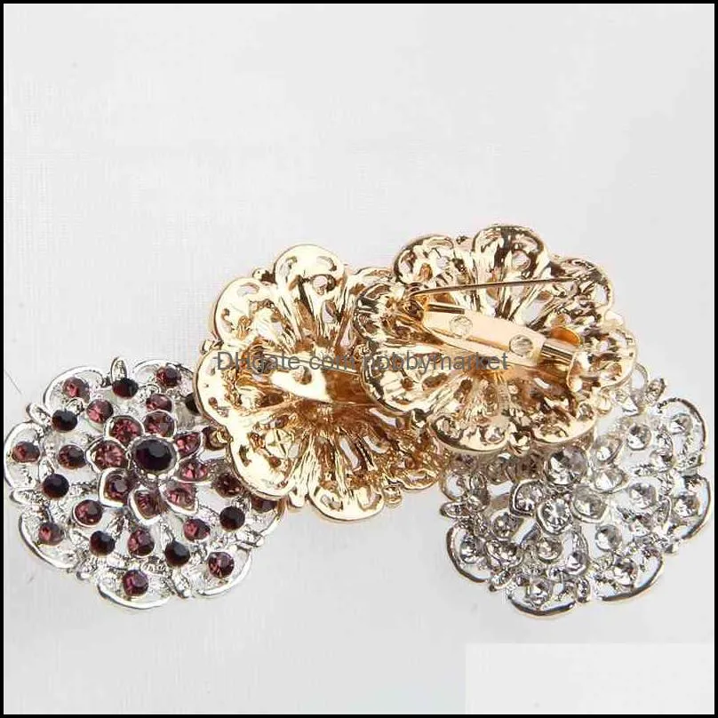 24PCS Clear Crystal Rhinestones Brooches Women Bridal Gold Brooch Pins For DIY Wedding Bouquet Kits