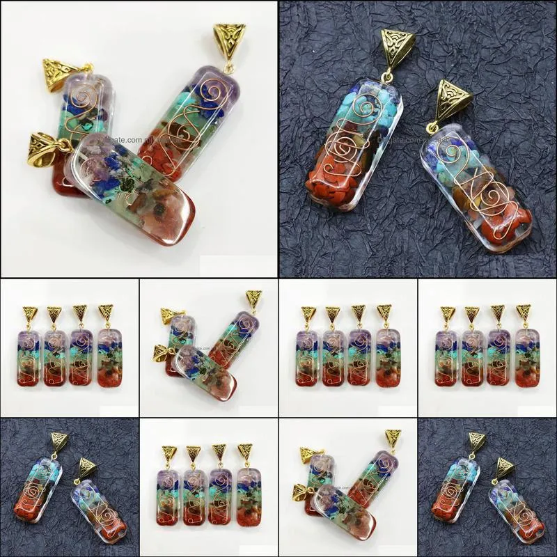 7 chakra reiki healing gravel green aventurine natural stone charms rose quartz crystal pendant diy necklace women fashion j mjfashion