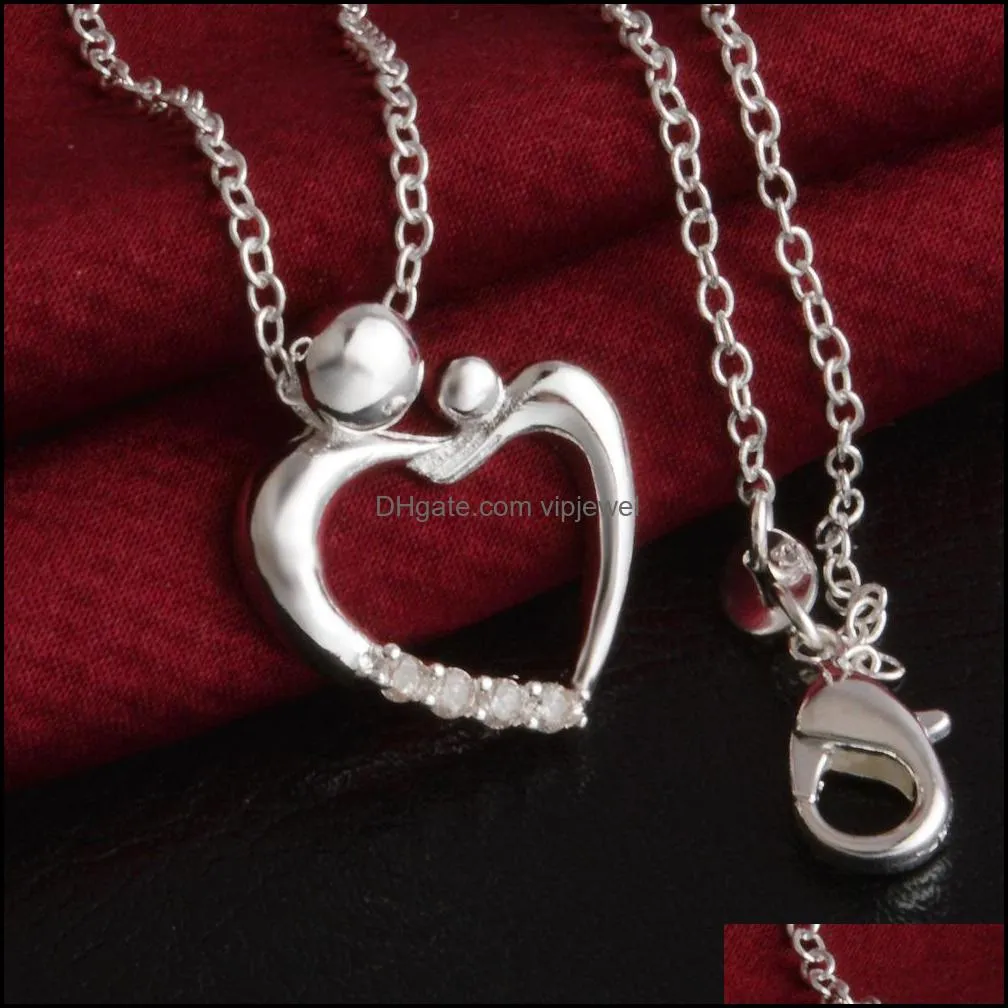 silver jewelry pendant fine love heart pendant 925 jewelry silver plated necklace fashion gift necklace top quality 5915