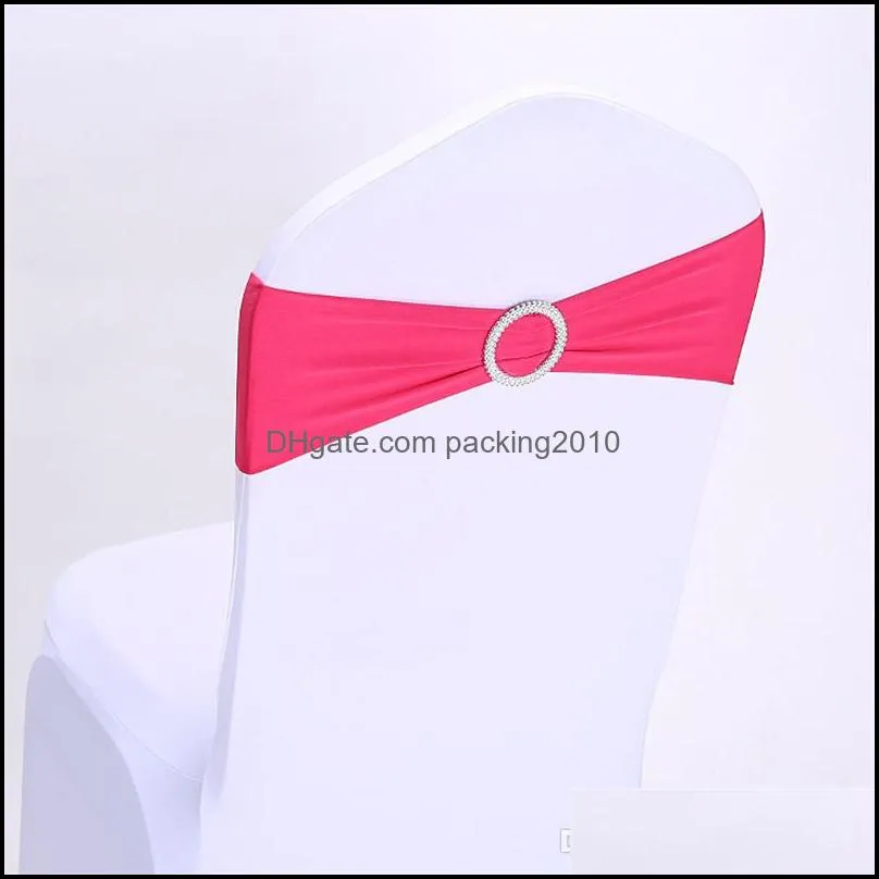 Wedding Chair Cover Sashes Elastic Spandex Chair Band Bow With Buckle for Weddings Event Party Accessories ST117