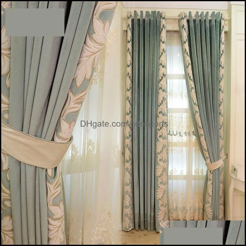 Curtain Drapes Home Deco El Supplies Garden Embroidered Simple Modern High-Grade Lace Mediterranean Living Room Sheer Tle E151 Drop Delive