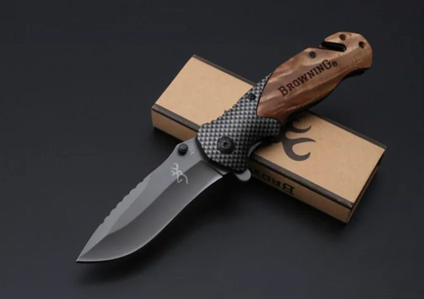 Camping Flipper Browning Wood Tactical Folding Knife Survival 5Cr15Mov Pocket Handle Whoesale