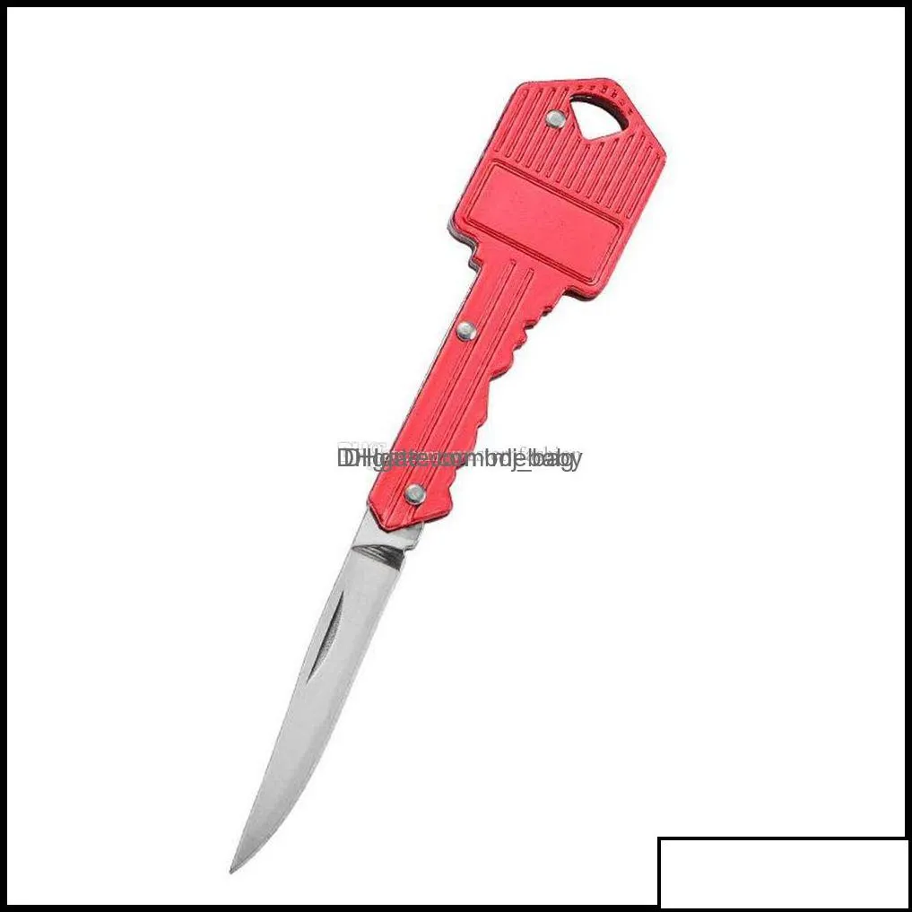 Knife Hand Tools Home Garden 6Colors Key Shape Mtifunctional Keys Mini Folding Blade Knives Fruit Knife-Tool Outdoor Saber Swiss