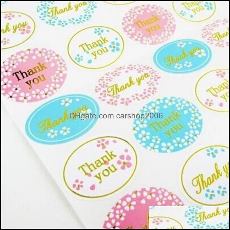 Thank You Gift Packing Sticker Circular Spring Floral Pattern Label Wrap Stickers Festival Baking Food Gifts Sticky Paper 0 28nt L2