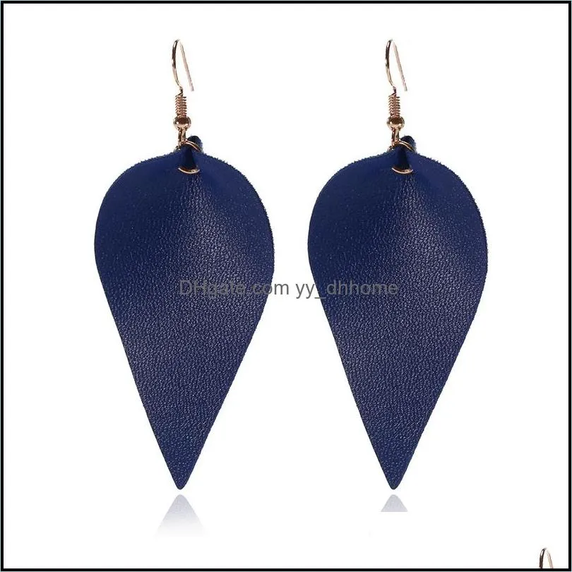 lady leather petal teardrop earring bohemian leaf dangle earrings for women girls jewelry christmas gift fashion accessory m660a