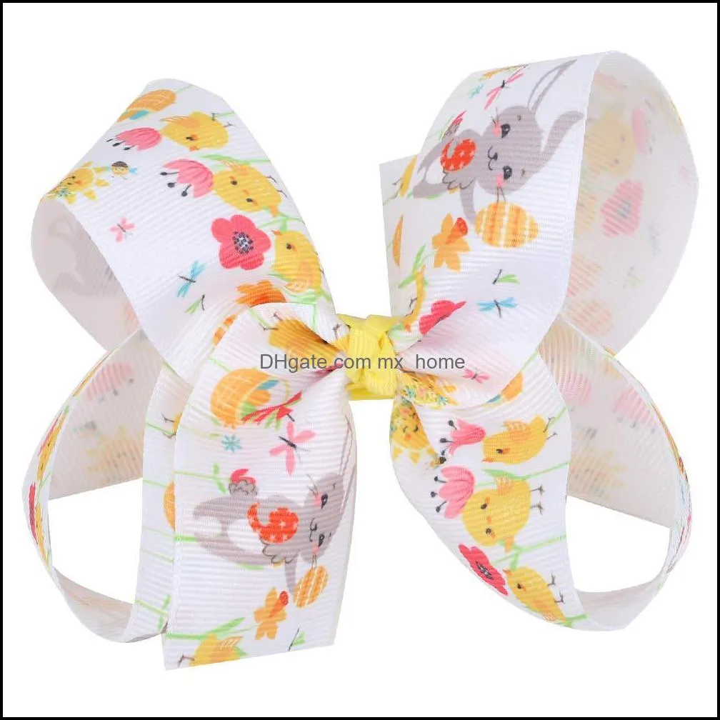 hair accessories baby girls bow easter egg rabbit print hairpin headwear fashion kids hairbow boutique children barrettes 3 colors