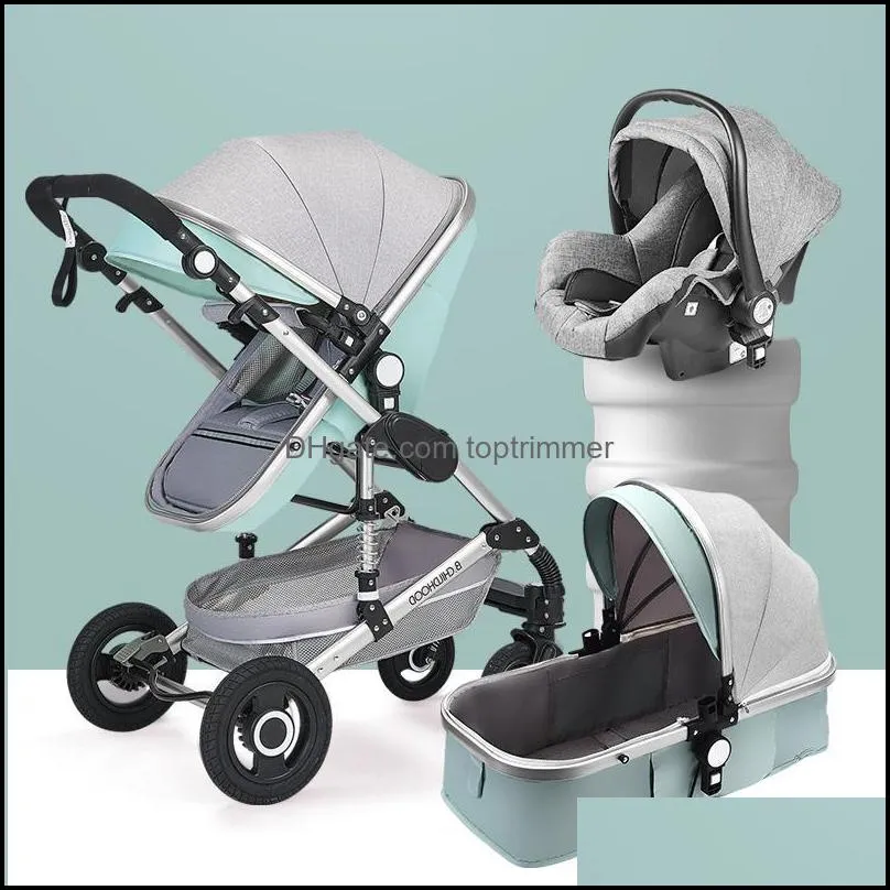 Strollers# Luxury Baby Stroller High Landview 3 In 1 Portable Pushchair Pram Comfort For Born