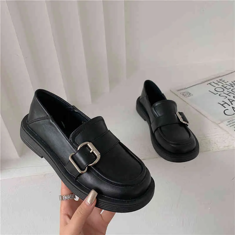 Dress Shoes designer British style small leather shoes women`s spring and autumn 2021 new lazy single soft soled thick heel leffer OECP