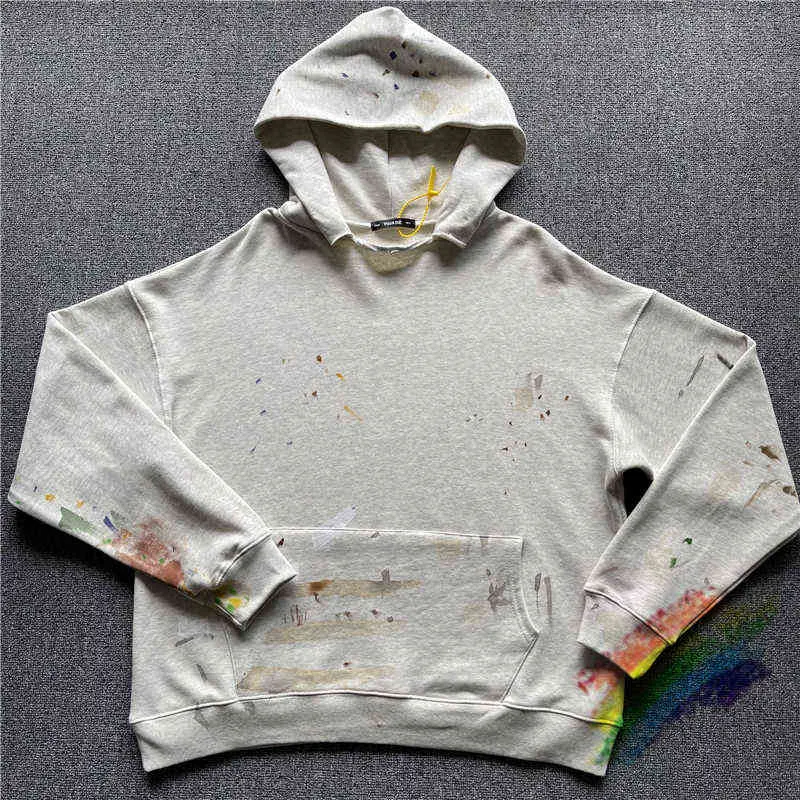 Förstör graffiti vujade hoodie män kvinnor bästa kvalitet handmålad stänk bläck pullover terry hooded tröjor t220802
