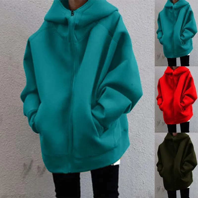 Hoodies للنساء من النوع الثقيل بالإضافة إلى حجم نساء من النوع الثقيل سحاب الخريف عارضة أزياء سوداء مقنعين طويلة الأكمام الطويلة