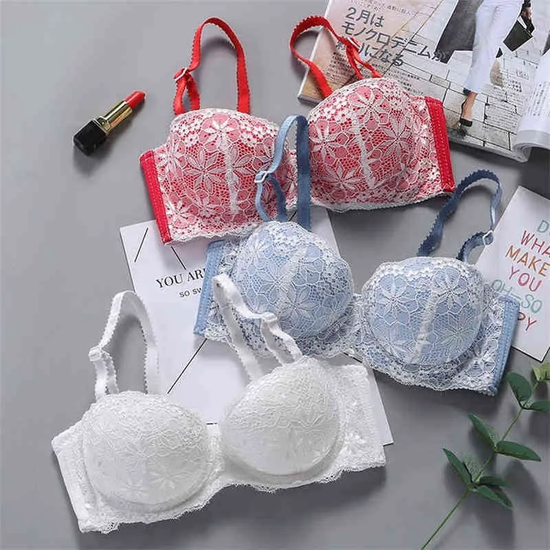 Girls Cheap Bra Thick Padded Bras For Women Customized-Straps Lace Brag Bra  Sexy Underwear Bralette Lingerie Size 70-85 Top L220726