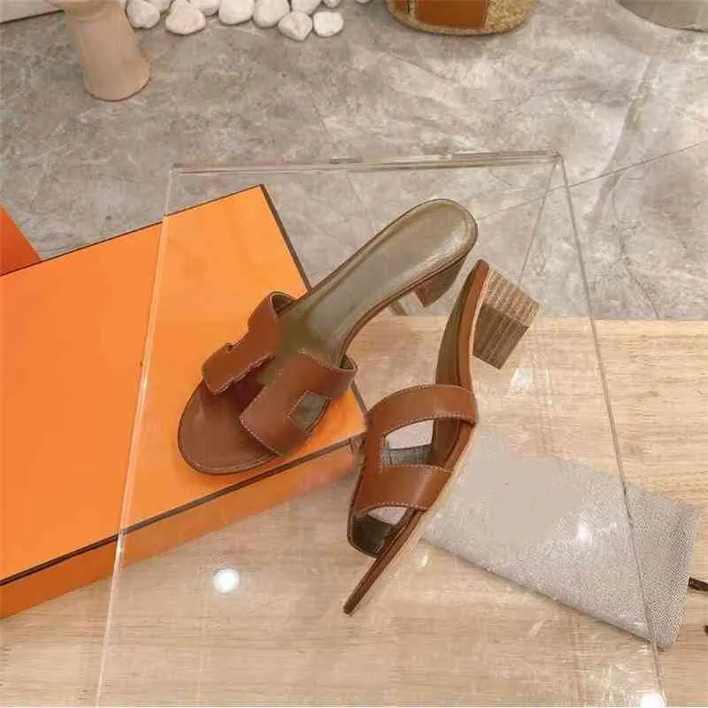 Brand H 2022 Sandalias Diseñadora Mujeres Damas Luxury Genuine Cuero H zapatillas planas Oran Sandal Party Zapatos de boda Tamaño 34-42 18LIL