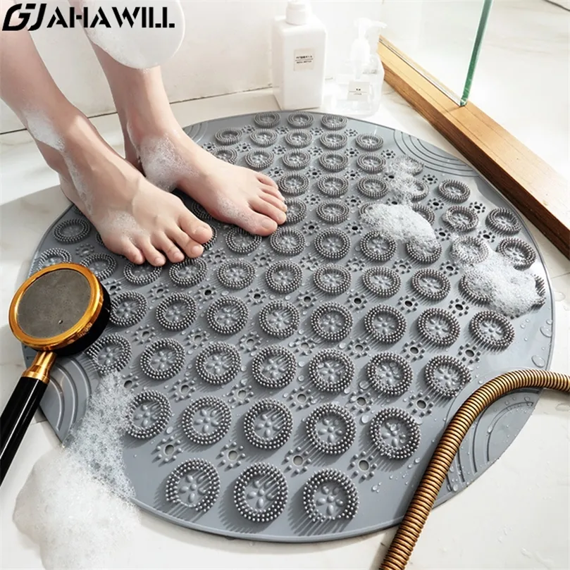 Ahawill glidbar runda badrumsmat Massage Pad Foot Safety Shower Bath Floor Avloppssugkopp Anti Skid 220401