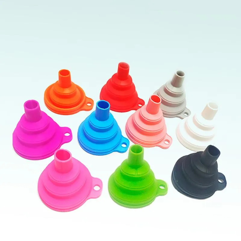 Foldable Funnels Kitchen Mini Folding Silicone Funnel Multicolor Bar Tools Telescopic Liquid Dispensing Oil Leak Home Accessories