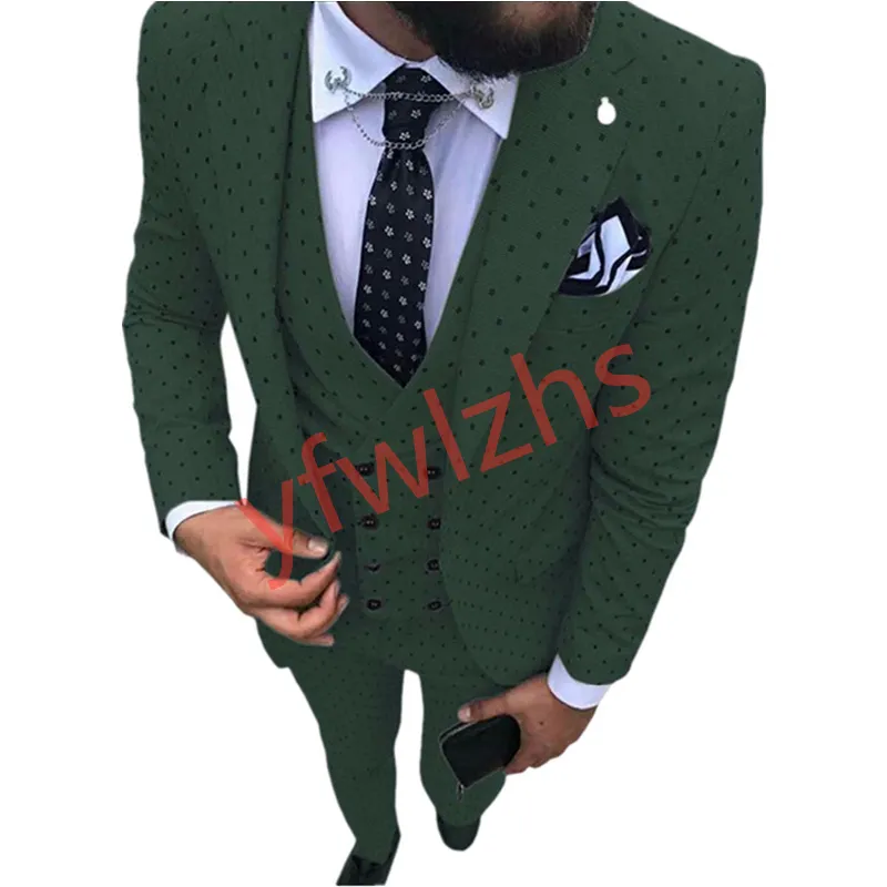 Maßgeschneiderte One Button Groomsmen Kerbe Revers Männer Anzüge Bräutigam Smoking Hochzeit/Abschlussball/Abendessen Mann Blazer (Jacke + Hose + Krawatte + Weste) W998