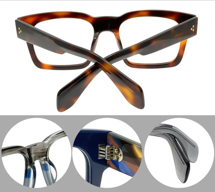Armação de óculos ópticos masculinos, armações de óculos quadradas grossas, vintage, moda unissex, óculos para mulheres, feitos à mão, 315t