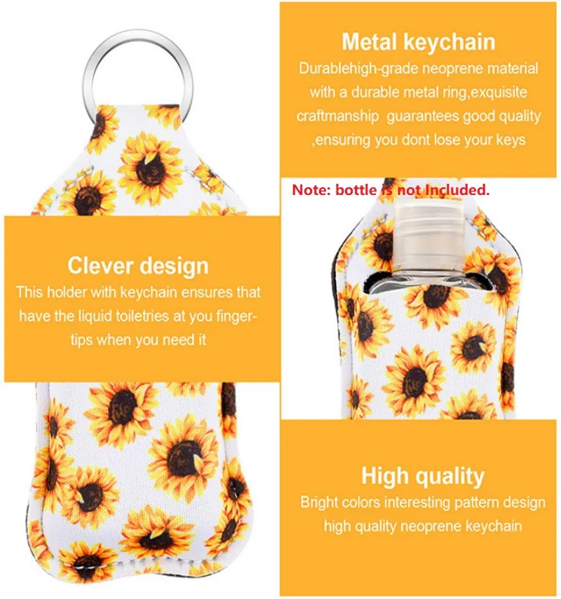 More Styles Customize Neoprene Hand Sanitizer Bottle Holder Keychain Bags 30ml Hands Sanitizers Bottles Chapstick Holders Bag With Keychain ring