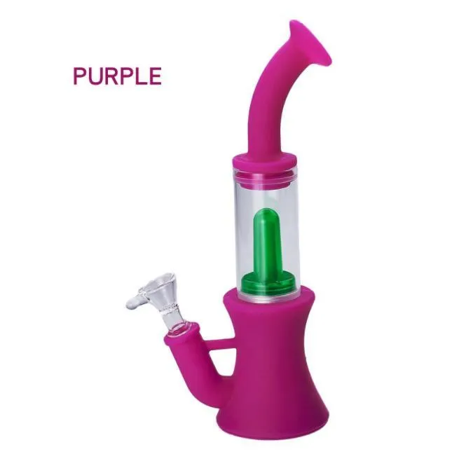 Bongo de copo de silicone Cachimbo de água com tigela de vidro Difuso colorido Portátil dobrável Fumar Cachimbo de água Bubbler Filtro Oil Rig Dab Rigs