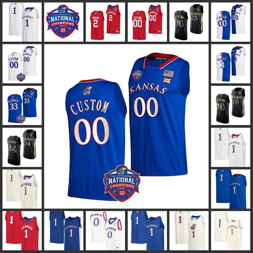 2022 NCAA Final Four Custom KU Kansas Jayhawks Basketball Jerseys From