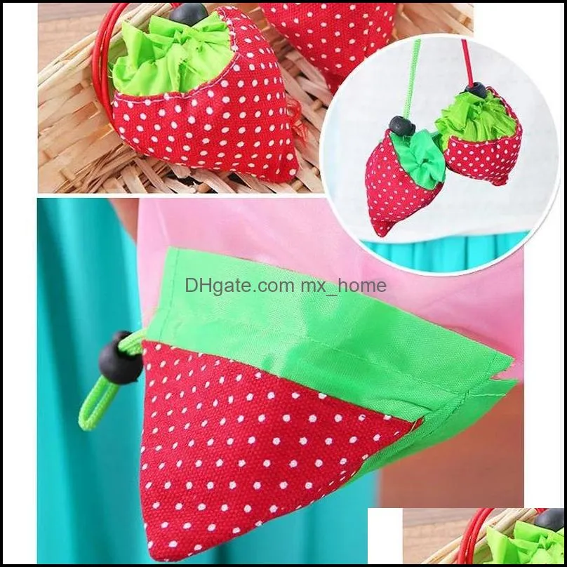 storage handbag strawberry grapes pineapple foldable shopping bags reusable folding grocery nylon large bag random color wll61