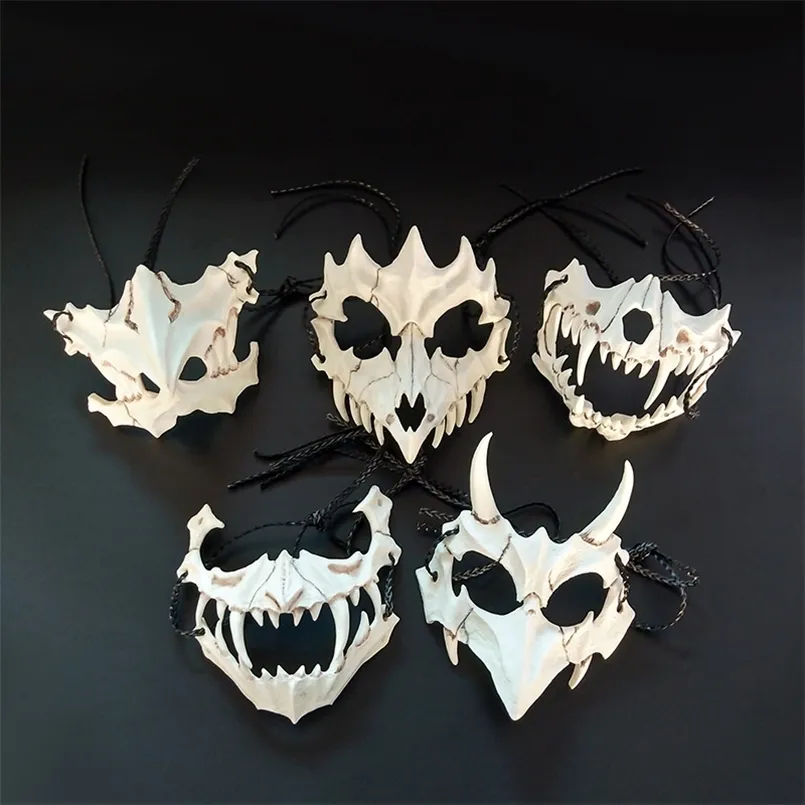 Masques de fête Halloween Performance Home Party Dress Up Masque Style japonais Anime Tigre Dragon Crâne Résine Parodie Masque Drôle Cosplay Accessoires Cadeau 220826