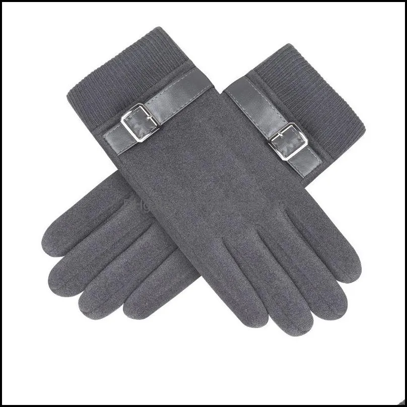 men winter gloves screen touch gloves warm gloves full finger glove fashion plush inside glove casual solid wrist mittens yfa2612