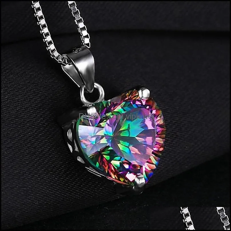 wholesale fashion multi colored women minimalist jewelry necklace crystal heart necklace