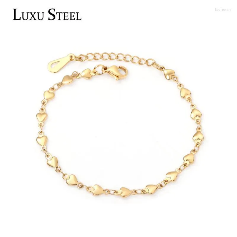 Linkketen hartvormige armband zelfs mode sieraden roestvrij staal liefde goud zilver kleurverlenging kettinglink lars22