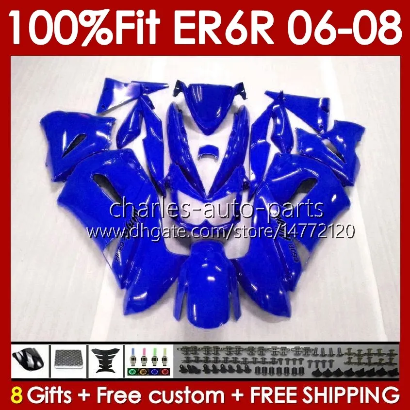 OEM Fairings Kit For KAWASAKI NINJA ER6 650 R ER 6 F 650R ER6F 06 07 08 Body 139No.90 650-R ER 6F ER-6F 2006 2007 2008 650R-ER6F 06-08 Injection mold Bodywork glossy blue