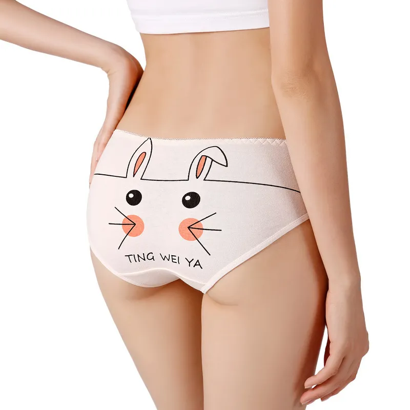 Cartoon Pink Cotton Panties Set For Women Cute And Sexy Panties