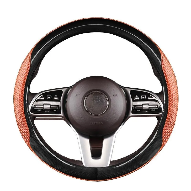 Рулевое колесо покрывает автомобильное покрытие сотовой конструкция Яркая кожаная личность мода 38 см 15 дюймов красные аксессуары