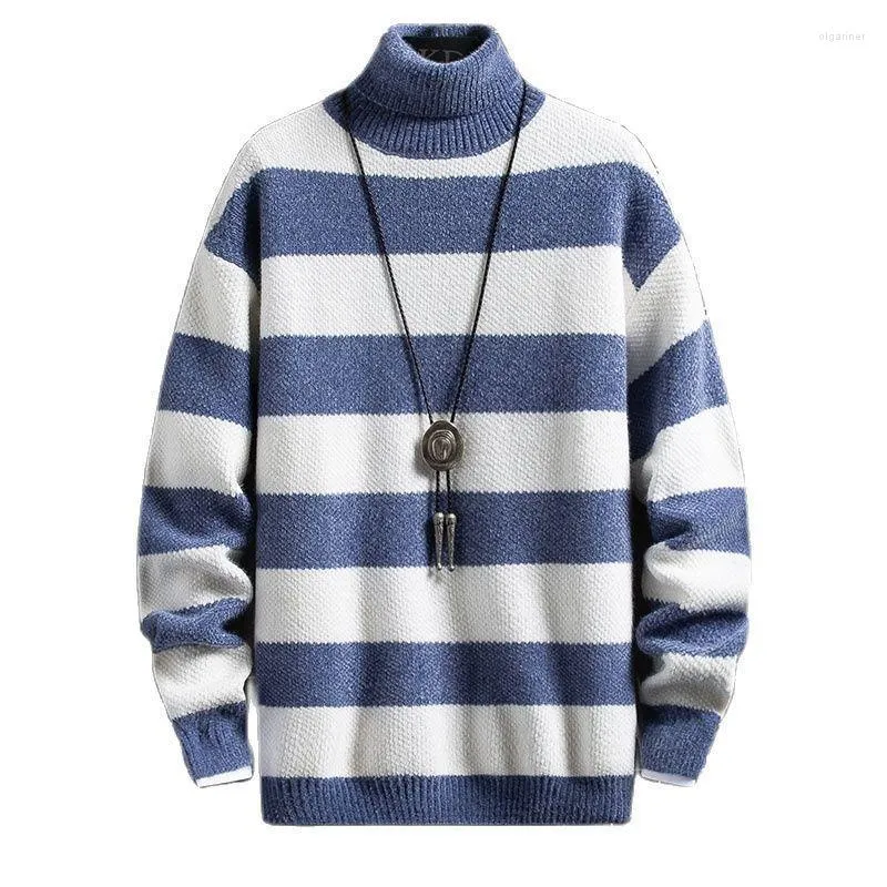 男性用セーター冬の高品質の綿のセーター2022男性縞模様の男性のクリスマスタートルネック太い暖かいメンズプルオーバージャンパーメンズオルガ