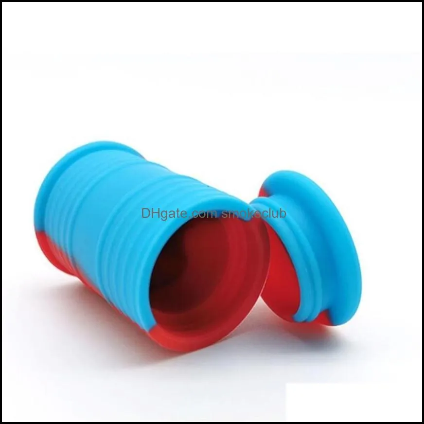 11mL Jar Food Grade Silicone Oil Barrel Container Jars Dab Wax Rubber Drum Shape Silicon Dry Herb Dabber Box a42234f
