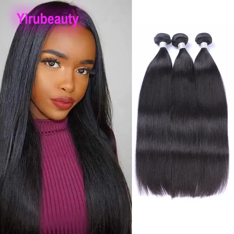 Extensions de cheveux humains brésiliens soyeux droites doubles trames 6 pièces faisceaux de cheveux vierges produits en gros couleur naturelle 10-30 pouces