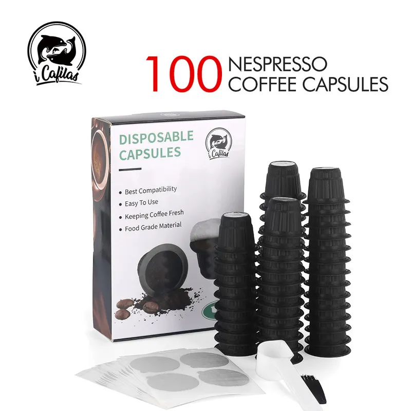 icafilas لكبسولة القهوة Nespresso مع رقائق الغطاء قابلة للتصفية قابلة للتصفية قابلة للتصفية قابلة للتصفية.