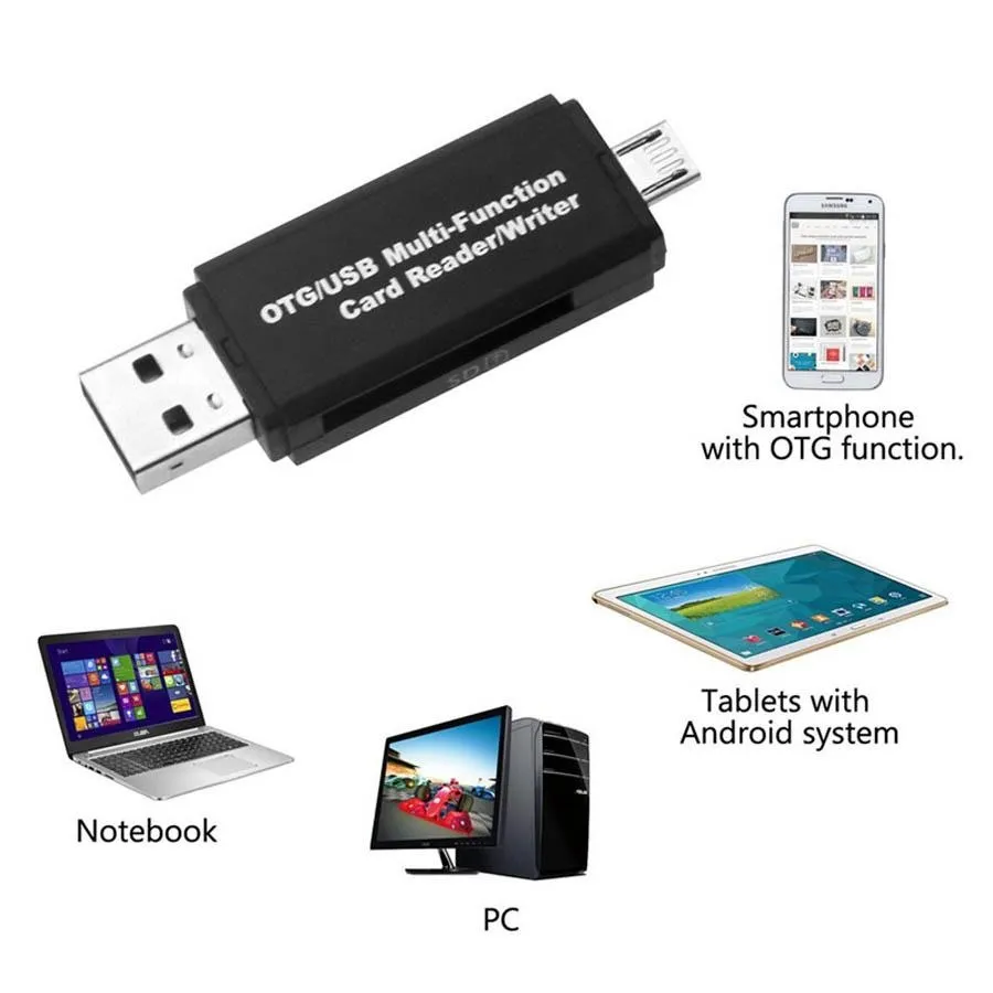 SD Card Reader For Android Phone Tablet PC Micro USB OTG to USB 2.0 Adapter