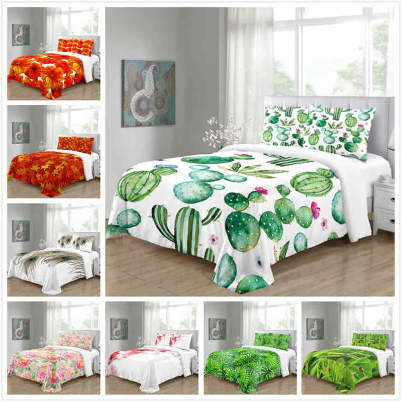 3d Print Bedding Set Custom King Europe Duvet Cover Double Quilt Blanket Bedclothes Nordic Cactus