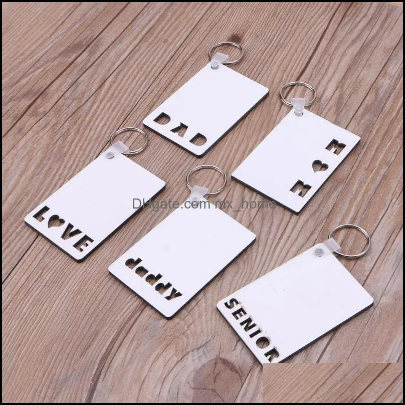 D￩corations de No￫l Festive Party Supplies Home Garden Sublimation Blank Keychain Pendant MDF Prince ￠ double face Cl￩ de transfert de chaleur Ch