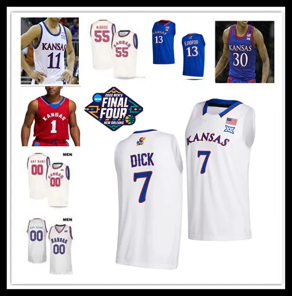 2022 Final Four Basketball Kansas Jay KU Jersey Ochai Agbaji Christian Braun Embiid Pierce Wiggins Jalen Wilson David McCormack Remy Martin Mitch Lightfoot