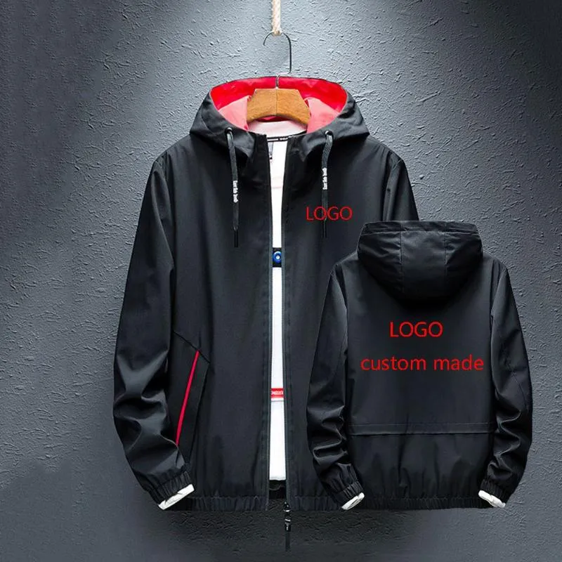 Men's Hoodies & Sweatshirts Logo Custom Made Printed Mens Coat Spring Autumn Hooded Windbreaker Harajuku Style Sport Running Jacket Clothing