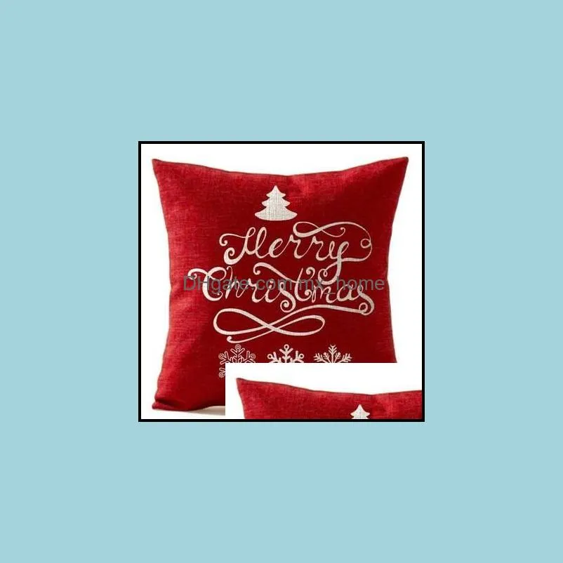 45*45cm Christmas Snowflake Cushion Covers Linen New Year Home Sofa Throw Pillow Case Christmas Decoration Pillow Cover Party Supplies