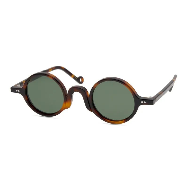 Männer Sonnenbrille Frauen Vintage Runde Brillen Sonnenbrille Polarisierte Dunkelgrün Graue Linse Gläser Retro Kleinen Rahmen Brillen mit Box